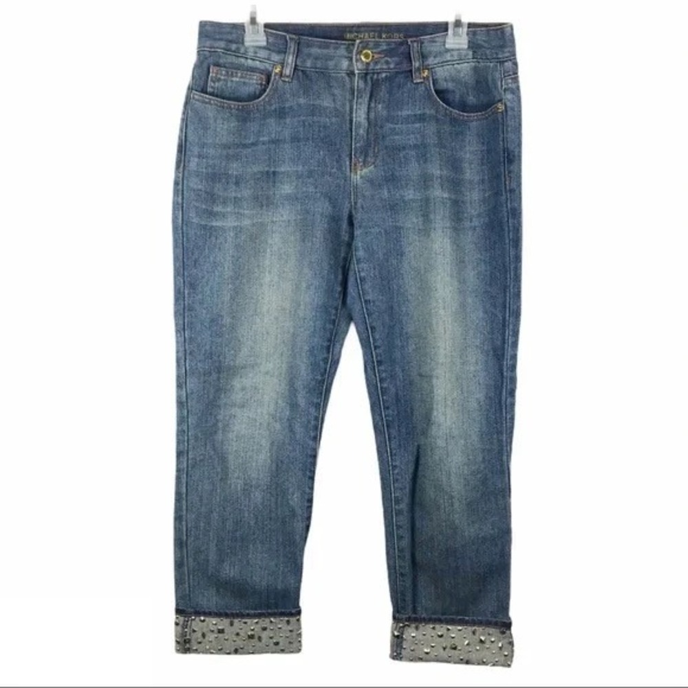 Michael Kors Sexy Boyfriend Jeans 6‎ Studded Cuff Crop